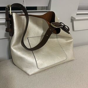 Joy Susan Classic Hobo Handbag in Metallic Pearl/Coffee